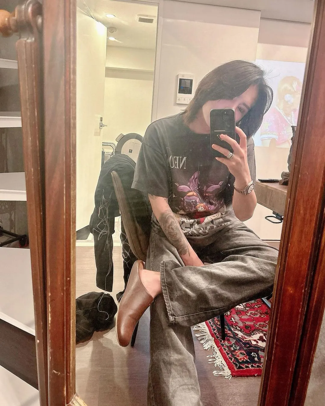 SAINT Mxxxxxx × EVANGELION NEON GNSIS TEE/BLK co-branded Neon Genesis Evangelion distressed short-sleeves, washed black S-XL, vintage NEW VINTAGE, top printing technology, garment dyeing, re-washed, distressed, correct co-branded main mark/washing mark